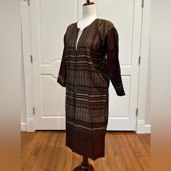 Hand loom vintage long blazer made in Oaxaca mex. - Picture 6 of 9